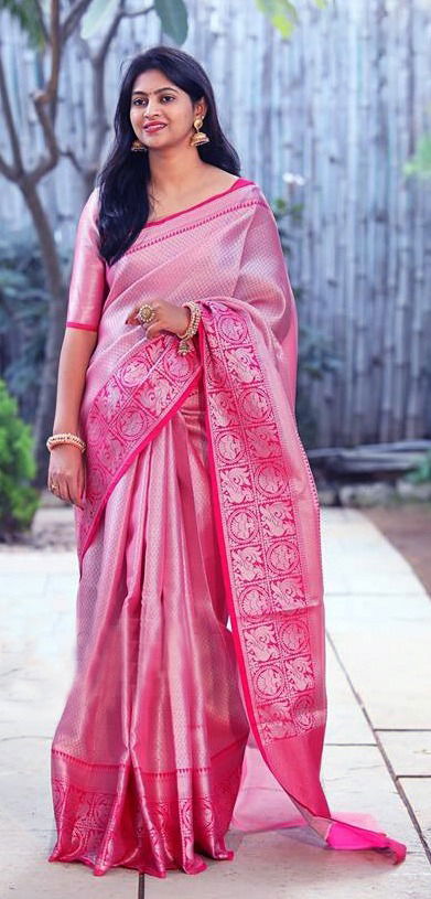 Dhruvi Designer Hub Pink Soft Silk Party Wear Sarees Catalog